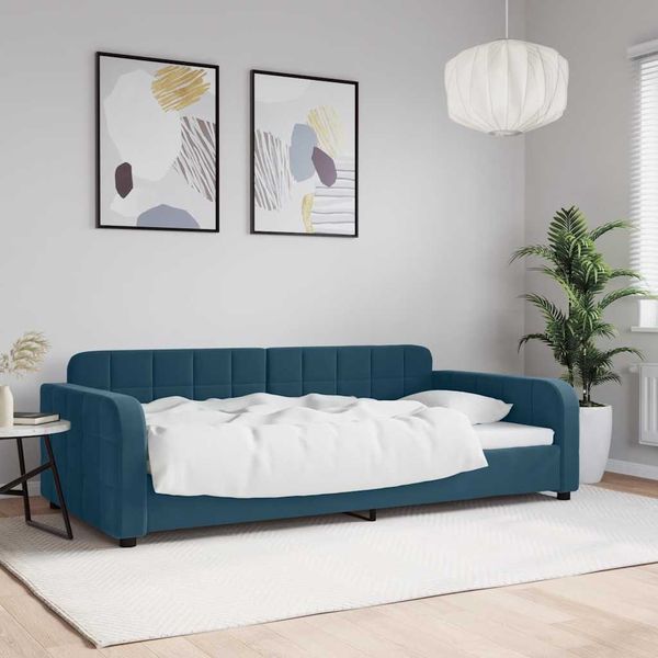 vidaXL Denná posteľ modrá 100x200 cm zamat