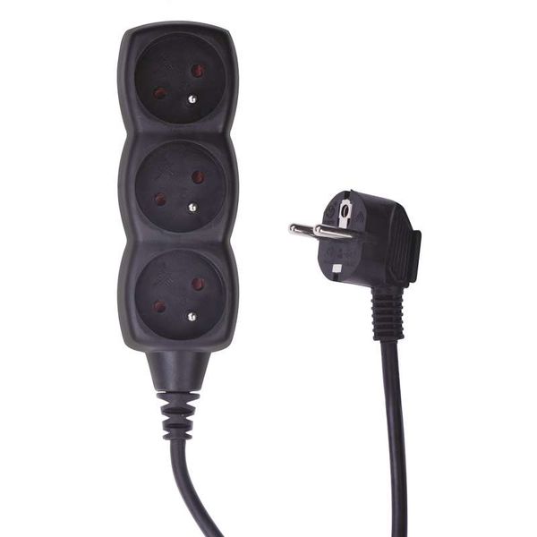 Prodlužovací kabel EMOS PC0311 / 1,5 m / 3 zásuvky / čierny / PVC / 1 mm2