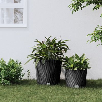 vidaXL Kvetináč s vyberateľnou vložkou antracitový 35/37,5 l PP ratan