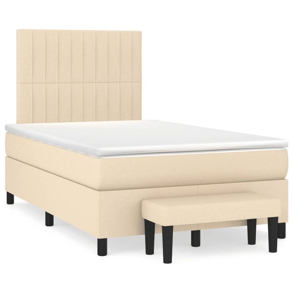 vidaXL Boxspring posteľ s matracom krémová 120x190 cm látka