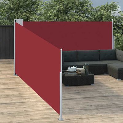 vidaXL Zaťahovacia bočná markíza, červená 100x1000 cm