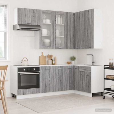 vidaXL Kuchynská jednotka LYON 8 ks Sivý Sonoma Kompozitné drevo