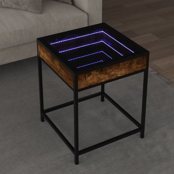 vidaXL Konferenčný stolík s nekonečnými LED dymový dub 40x40x51 cm