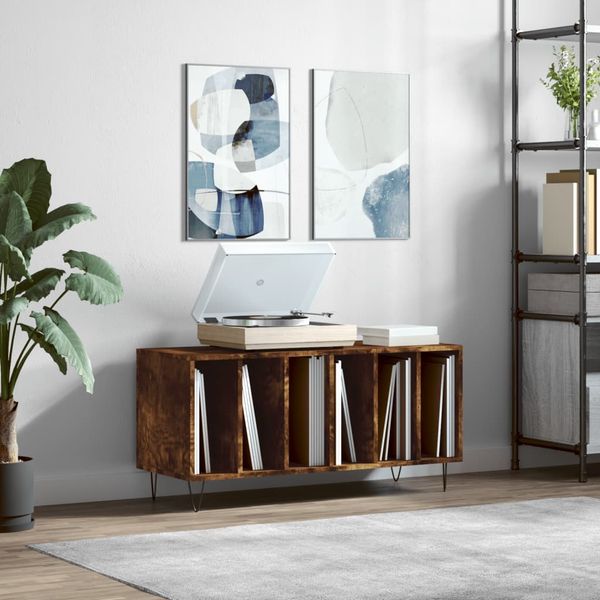 vidaXL Skrinka na platne dymový dub 100x38x48 cm kompozitné drevo