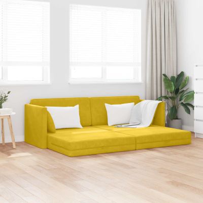 vidaXL Podlahová pohovka na spanie Žltá 213 x 70 x 77 cm Zamat