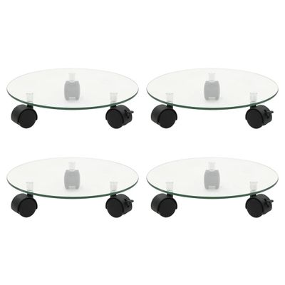 vidaXL Podstavce pod kvetináč 4 ks 28 cm tvrdené sklo okrúhle