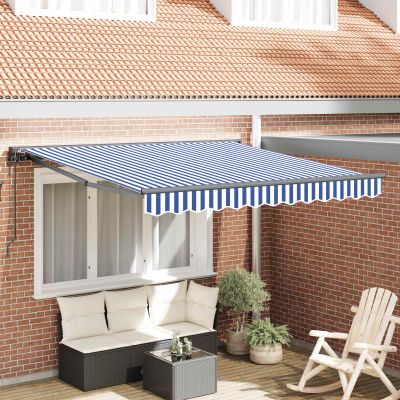 vidaXL Rám markízy Modrá a biela 350 x 250 cm Polyester s PU povrchom