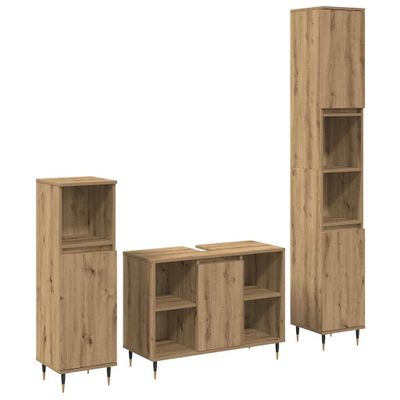 vidaXL Sada kúpeľňového nábytku 3 pcs Remeselný dub Kompozitné drevo