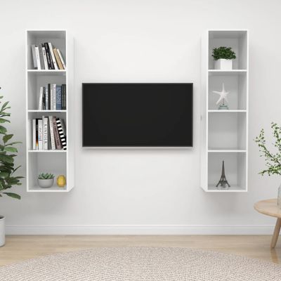 vidaXL Nástenné TV skrinky 2 ks, lesklé biele, kompozitné drevo