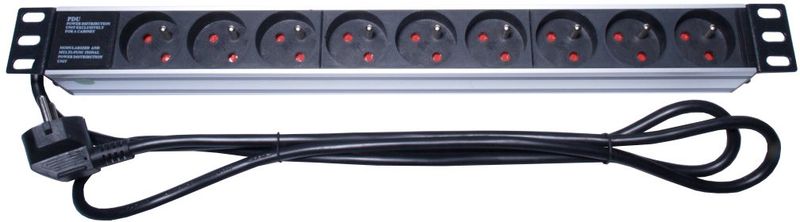 PremiumCord panel do 19'' 1U, 9x230V, 2m