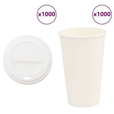vidaXL papierové šálky na kávu s viečkom 1000 ks 16oz 400ml