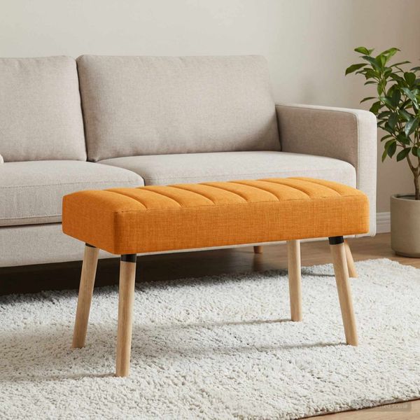vidaXL Pruhovo prešitá lavica Tmavá žltá 80 x 40 x 46 cm Látka