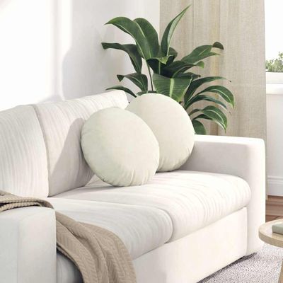 vidaXL Vankúše na sedenie 2 pcs Krémová Ø 40 x 13 cm Zamat