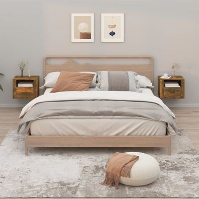 vidaXL Nástenné nočné stolíky 2 ks dymový dub 50x36x40 cm