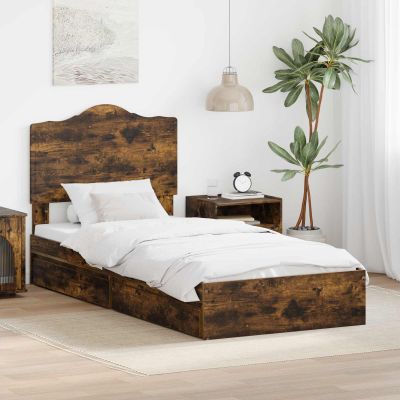 vidaXL Úložná posteľ Dymová dub 90 x 200 cm Kompozitné drevo