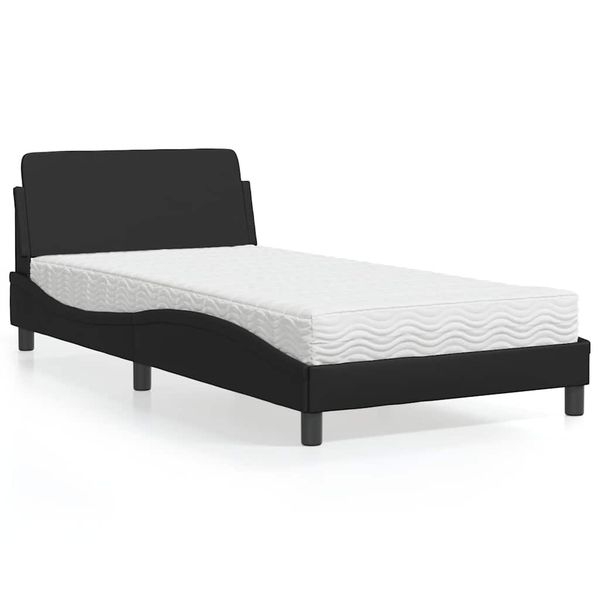 vidaXL Posteľ s matracom Dover čierna 100x200 cm umelá koža