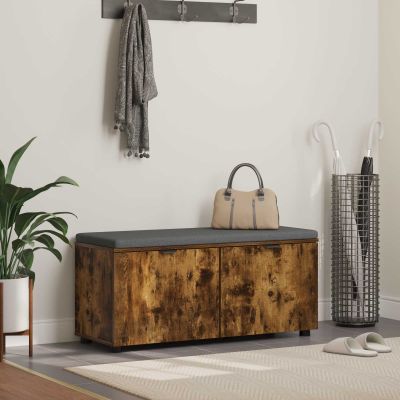 vidaXL Predsieňová lavica s vankúšom Údený Dub 100 x 38 x 46 cm