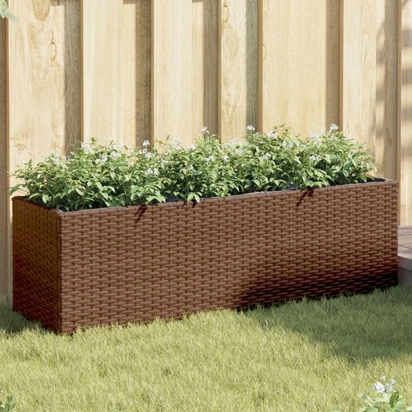 vidaXL Záhradný kvetináč s 2 nádobami hnedý 105x30x32 cm polyratan