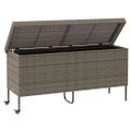 vidaXL záhradný úložný box s kolieskami sivý 160x55x75 cm polyratan