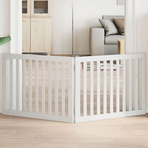 vidaXL Brána pre psa skladacia 2 panely biela 160 cm topoľové drevo