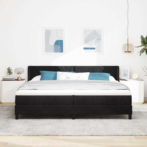vidaXL Posteľ s pružinovým rámom Čierny 200 x 200 cm Zamat