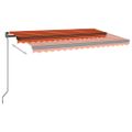 vidaXL Ručne zaťahovacia markíza s LED 400x350 cm oranžová a hnedá