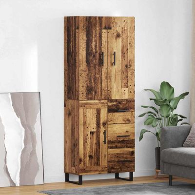vidaXL Highboard so zásuvkou 2 pcs Staré drevo 69,5 x 34 x 180 cm