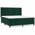 vidaXL Posteľný rám boxsping s matracom tmavozelený 180x200 cm zamat