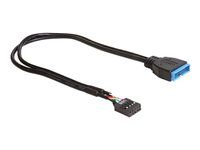 USB interný kábel - hlavička USB 9 pinov (F) na 19 pin USB 3.0 header (M) - 30 cm - čierna