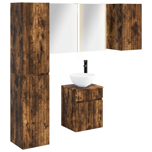 vidaXL Set kabinetov do kúpeľne 5 pcs Dymový dub 43 x 11,5 x 60,5 cm