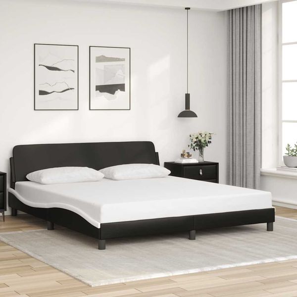 vidaXL Rám postele Dover čierny a biely 183x213 cm umelá koža