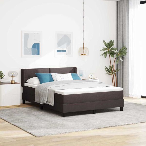 vidaXL Posteľ s pružinovým rámom Tmavohnedá 190 x 140 cm látka