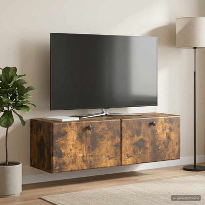 vidaXL Nástenná TV skrinka 98 x 31 x 30 cm Dymový dub Kompozitné drevo