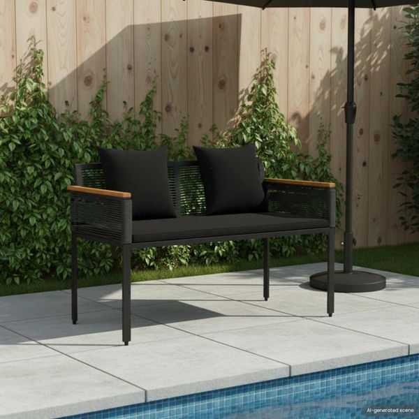 vidaXL Vonkajšia lavička Čierna 117 x 54 x 74.5 cm polyratan