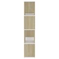 vidaXL Knižnica/deliaca stena biela a dub sonoma 60x24x124,5 cm