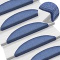vidaXL Schodové rohože 15 ks 56x17x3 cm modré polkruhové