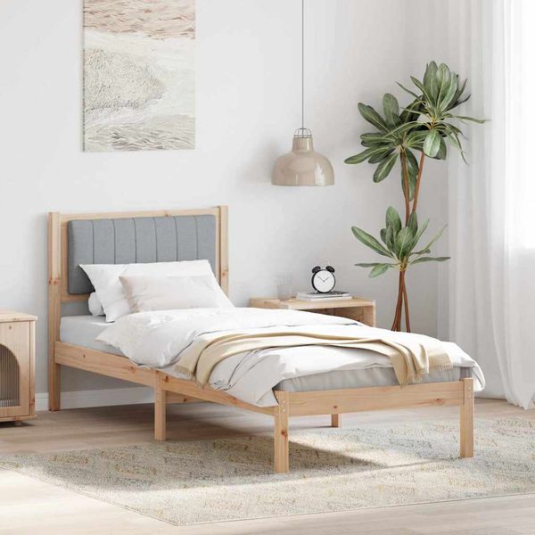 vidaXL Rám postele s čalúneným čelom Svetlosivá 75 x 190 cm