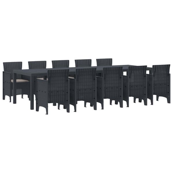 vidaXL Záhradný jedálenský set s vankúšom 11 pcs Antracit Poly ratan