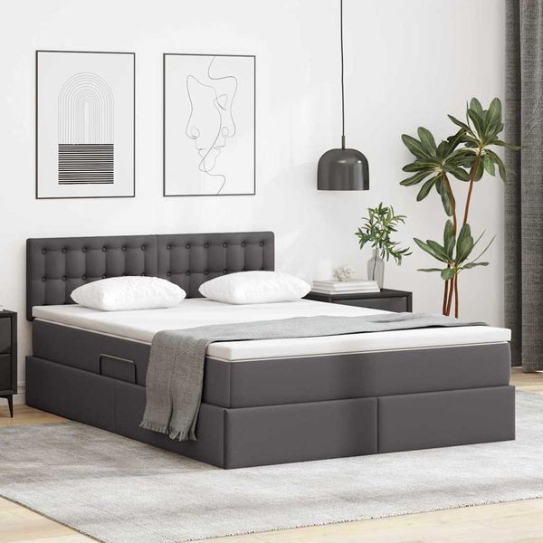 vidaXL Postel s úložným prostorem a matrací Sivá 140 x 200 cm