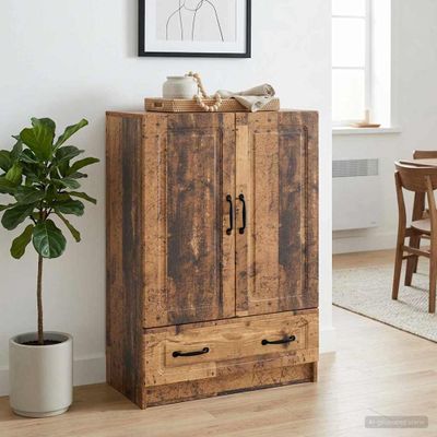 vidaXL Servírovacia skriňa so zásuvkou Staré drevo 66 x 34,5 x 92 cm