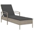 vidaXL Záhradné ležadlo s vankúšom svetlosivé 63x200x81 cm polyratan