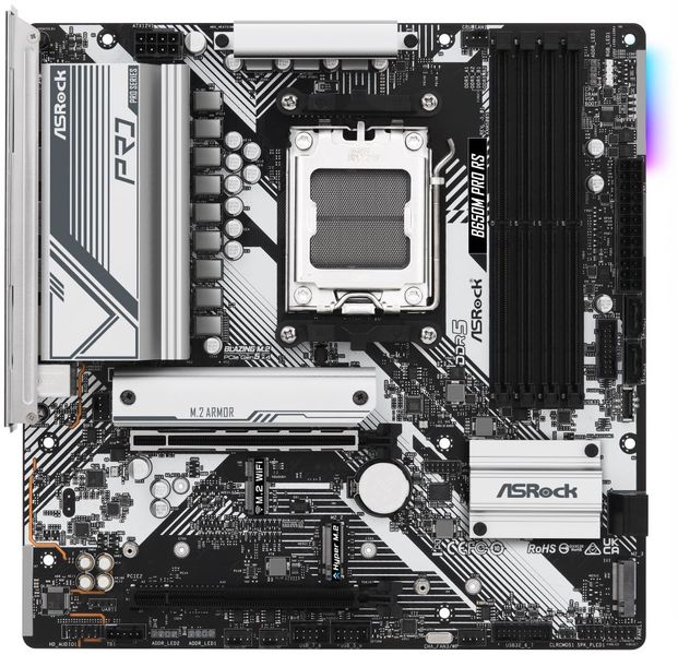 ASRock B650M Pro RS / AMD B650 / AM5 / 4x DDR5 DIMM / 3x M.2 / HDMI / DP / USB-C / mATX Základná doska, AMD B650, AM5, 4× DDR5 DIMM (max. 128GB), 3× M.2, HDMI, DisplayPort, USB-C, mATX