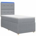 vidaXL LED boxspring posteľ s matracom Svetlosivá 90 x 200 cm Látka