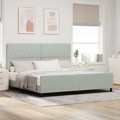 vidaXL Posteľ s pružinovým rámom Svetlosivá 200 x 200 cm Zamat