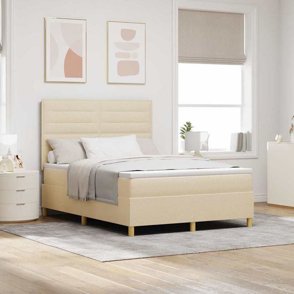 vidaXL Posteľ s pružinovým rámom s matracmi Krémová 160 x 200 cm látka