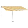 vidaXL Voľne stojaca ručne zaťahovacia markíza 400x300 cm, žlto biela