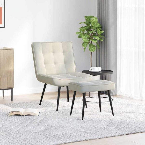 VidaXL Relaxačné kreslo so stoličkou Cream Velvet