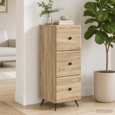 vidaXL Zásuvkový kabinet Dub sonoma 33 x 34,5 x 90 cm Kompozitné drevo