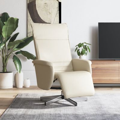 vidaXL Sklápacie kreslo s opierkou na nohy krémové umelá koža