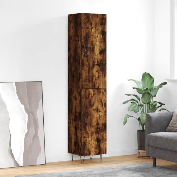 vidaXL Vysoká skrinka dymový dub 34,5x34x180 cm spracované drevo